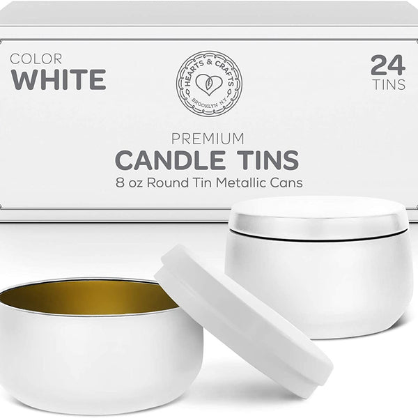 Concrete Speckled Candle Tins With Lids - 8 Oz, 24-Pack, For Candle Making, Storage, Crafts, And DIY Projects