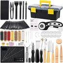 Leather Working Kit | Leather Repair Kit, Leather Working Tools with Instructions, Quality Tool Box, Rotary Cutter, Waxed Thread