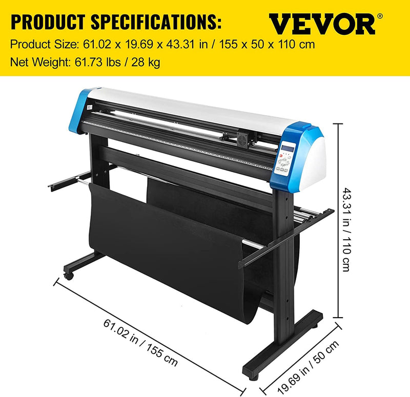 VEVOR Vinyl Cutter 53 Inch Vinyl Cutter Machine Semi-Automatic DIY Vinyl Printer Cutter Machine Manual Positioning Sign Cutting