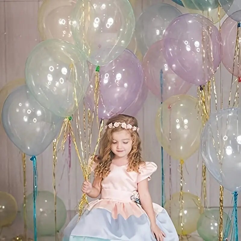 10pcs 12inch Bubble Balloons Transparent Latex Balloons Birthday Party Decor Wedding Global Balloons For Wedding | Graduation | Baby Shower