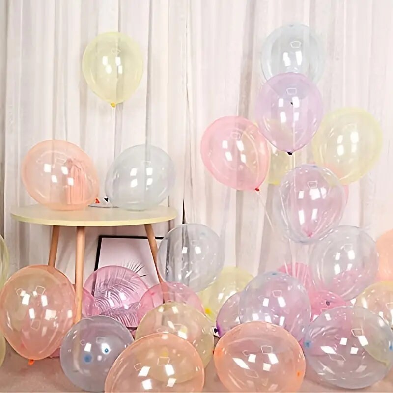 10pcs 12inch Bubble Balloons Transparent Latex Balloons Birthday Party Decor Wedding Global Balloons For Wedding | Graduation | Baby Shower