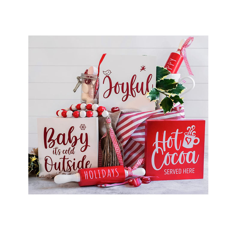 StarPack Home Farmhouse Christmas Decor Set for Tiered Trays