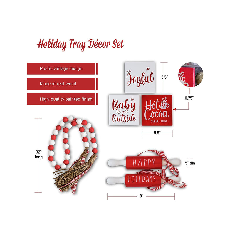 StarPack Home Farmhouse Christmas Decor Set for Tiered Trays