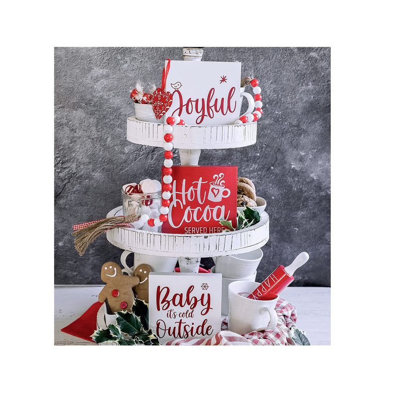 StarPack Home Farmhouse Christmas Decor Set for Tiered Trays