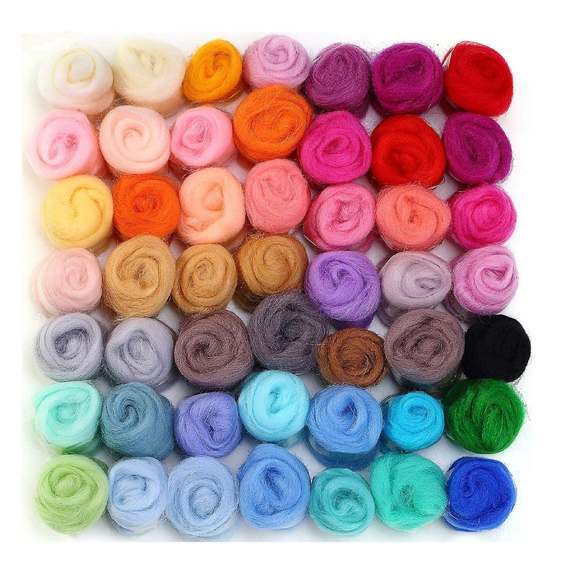 MOMODA 50 Colors Fiber Wool Yarn For Needles | Felt | Hand Spinning| DIY Craft Materials