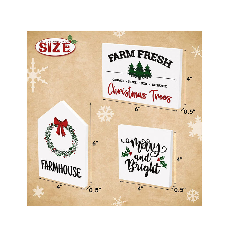 Christmas Farmhouse Tiered Tray Decorations Xmas Party Rustic Home Kitchen Christmas Tree Farm Decor