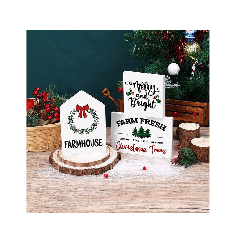 Christmas Farmhouse Tiered Tray Decorations Xmas Party Rustic Home Kitchen Christmas Tree Farm Decor
