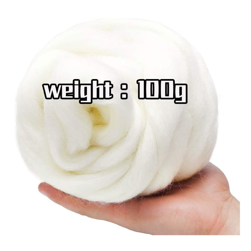 Jupean Wool Yarn Fiber Wool Top | Wool Felting Supplies | 100% Pure Wool | Thick Thread | 100g