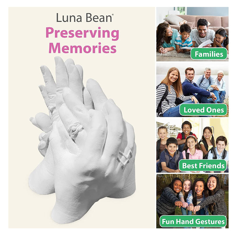 Luna Bean Keepsake Hands Casting Kit, DIY Plaster Statue Casting Kit, Hand Holding Craft for Couples, Adult & Child, Wedding, Friends,  Anniversary