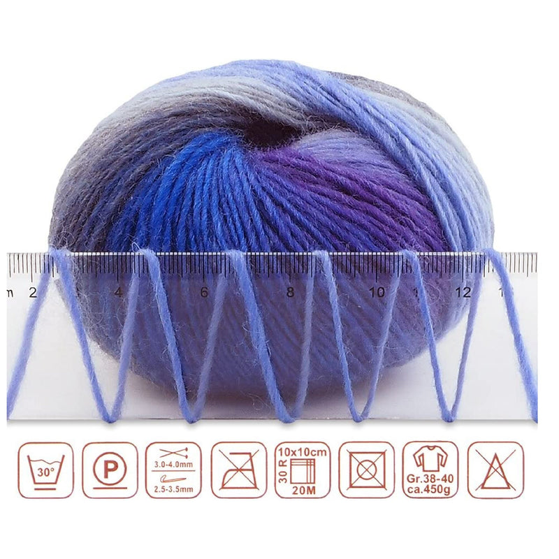 2 Balls Of Soft Rainbow Yarn 100% Wool Gradient Multicolor Yarn