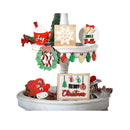 7 Pieces Christmas Tiered Tray Decor Items Farmhouse Xmas Tiered Tray Decorations Set Small Wooden Signs