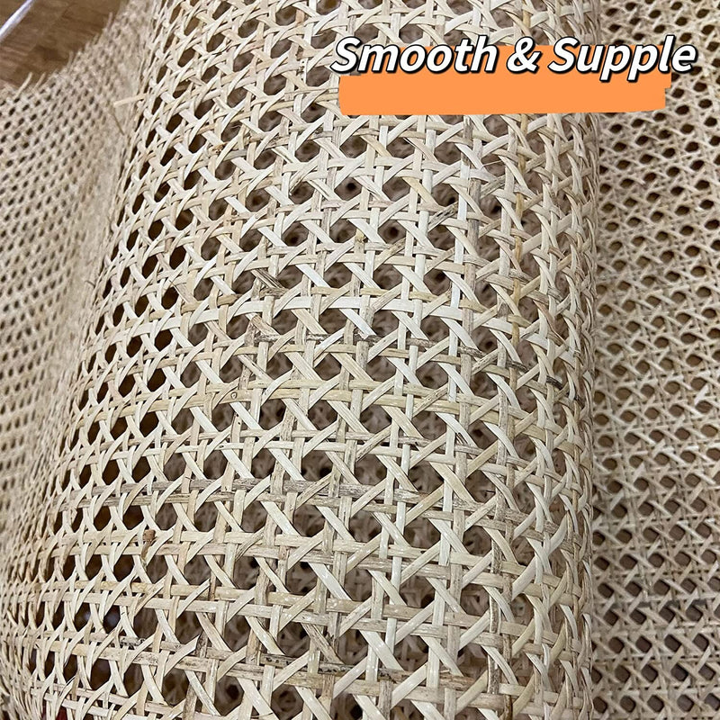 16" Width Rattan Cane Webbing Roll 5.3 Feet Furniture Chair Table Ceiling Background Door DIY Material Home Decor Natural Pre-Woven Open