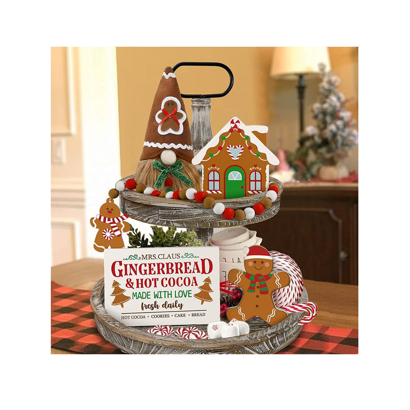 Christmas Decor |    Christmas Decorations Indoor | 3 Hot Cocoa Bar Wooden Signs & Cute Gnomes Plush Kit