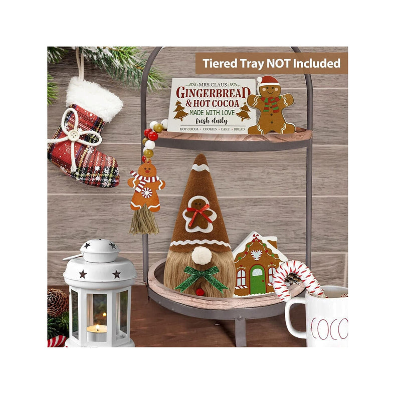 Christmas Decor |    Christmas Decorations Indoor | 3 Hot Cocoa Bar Wooden Signs & Cute Gnomes Plush Kit