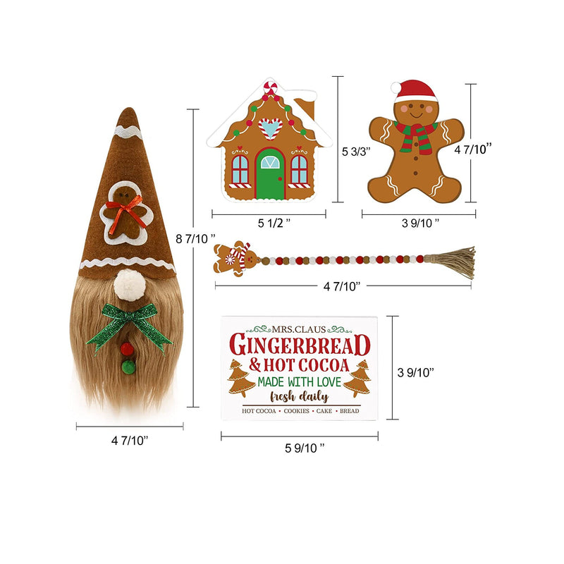 Christmas Decor |    Christmas Decorations Indoor | 3 Hot Cocoa Bar Wooden Signs & Cute Gnomes Plush Kit