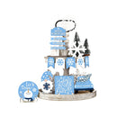 12 Pcs Christmas Tiered Tray Decor Winter Table Wooden Sign Decorations Xmas Tabletop Farmhouse Coffee Signs Ginger Man Snowmen Santa Decor