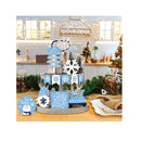 12 Pcs Christmas Tiered Tray Decor Winter Table Wooden Sign Decorations Xmas Tabletop Farmhouse Coffee Signs Ginger Man Snowmen Santa Decor