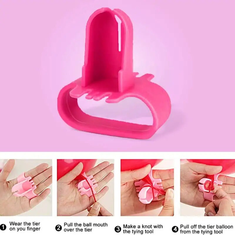 6pcs/set Balloon Accessories | 2pcs5M Double Hole Balloon Chain 2pcs100 Grain Dot Glue 2pcs Balloon Knotter