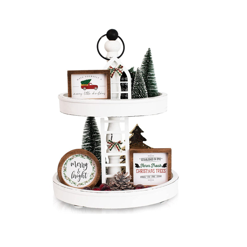 The Ultimate Farmhouse Tiered Tray Decor Set | Beautiful Year Round Seasonal & Holiday Decoration Bundle