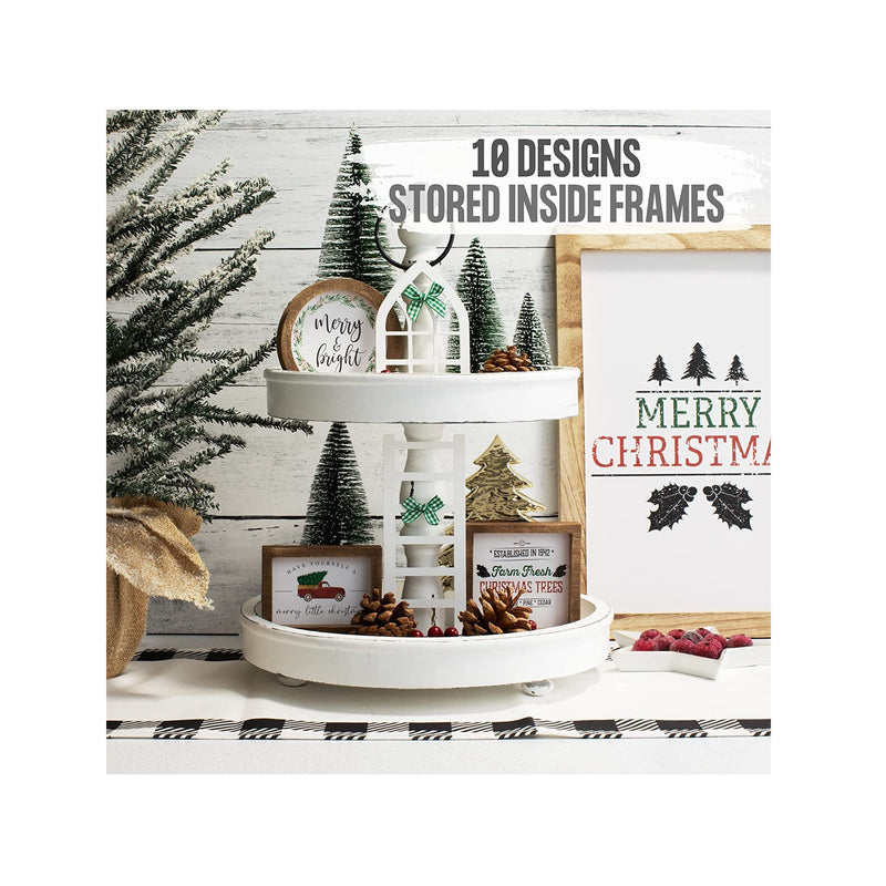 The Ultimate Farmhouse Tiered Tray Decor Set | Beautiful Year Round Seasonal & Holiday Decoration Bundle