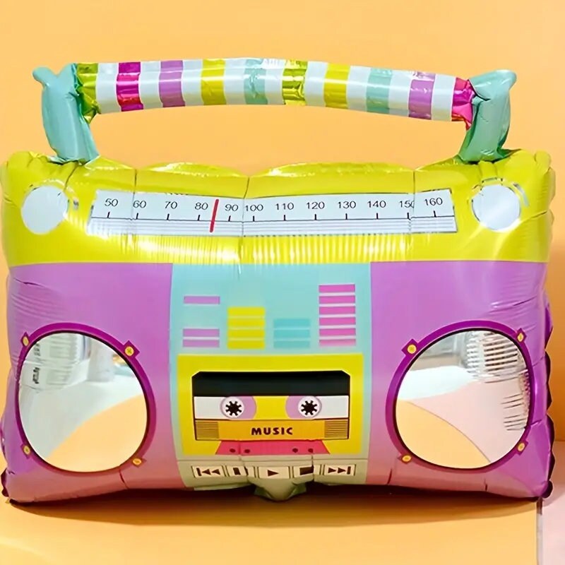 Retro Tape Recorder Roller Skates Balloon Set | Children's Aluminum Film Balloon Decorative Balloon Cute Birthday Cartoon Aluminum Foil Ball
