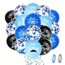 12pcs, Balloons (12'') | With 2 Rolls Ribbon | Latex Balloons | Happy Father's Day Best Dad Ever Blue Black Ballons | Toys For Scene Decor