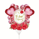 12pcs | Mother's Day Party Balloons Set | Aluminum Foil Happy Mother's Day Balloon| Spanish Red Heart Balloons Mother's Day Party Birthday