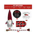 Christmas Decor | Christmas Decorations Indoor | Believe Merry Christmas Wooden Signs & Buffalo Plaid Gnomes Plush Set