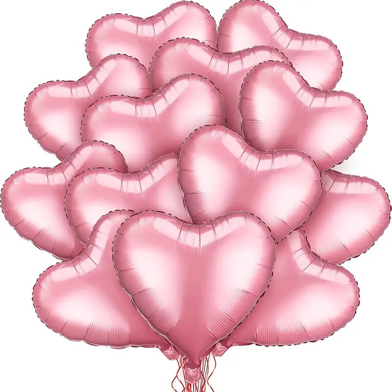 32pcs |Pink Heart Balloons 18 Inch Heart Shaped Foil Balloons Valentines Day Mylar Balloons For Valentines Day Wedding Engagement Decoration
