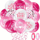16pcs, Balloons (12'') | Latex Balloons, Happy Mother's Day I Love You Best Mom Ever Pink Balloons | Toys For Scene Decor | Room Decor