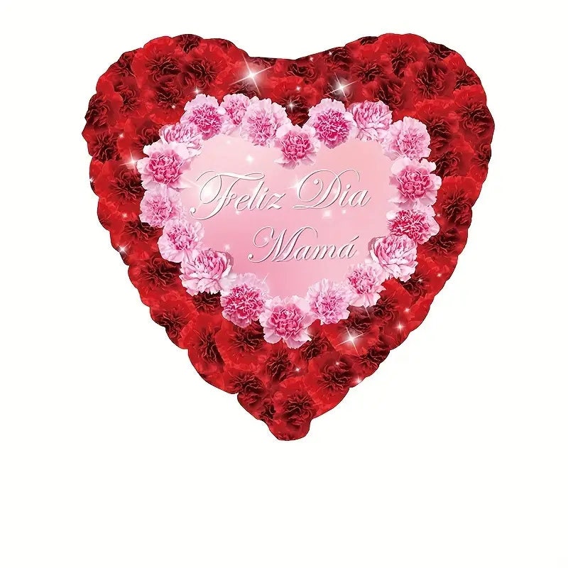 12pcs | Mother's Day Party Balloons Set | Aluminum Foil Happy Mother's Day Balloon| Spanish Red Heart Balloons Mother's Day Party Birthday