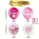 16pcs, Balloons (12'') | Latex Balloons, Happy Mother's Day I Love You Best Mom Ever Pink Balloons | Toys For Scene Decor | Room Decor