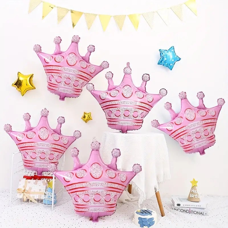 1pc | Aluminum Film Balloon | Large Pink Crown Foil Decorative Balloons | Home Decor | Room Scene Decor | Photo Props Mother's Day Birthday