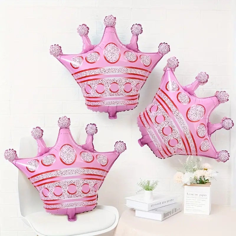 1pc | Aluminum Film Balloon | Large Pink Crown Foil Decorative Balloons | Home Decor | Room Scene Decor | Photo Props Mother's Day Birthday