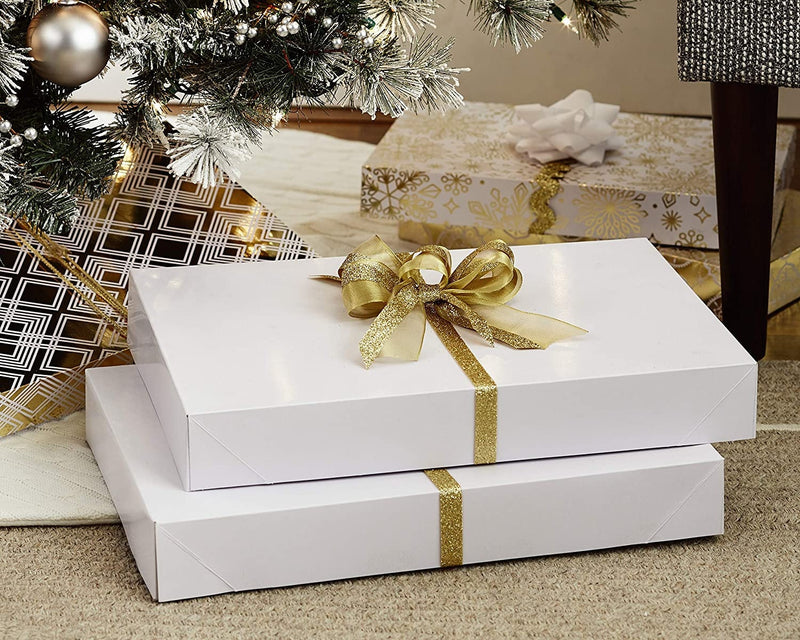 Hallmark Large Gift Boxes with Lids (12 X-Large Shirt Boxes for Sweaters or Robes) for Christmas, Hanukkah, Holidays