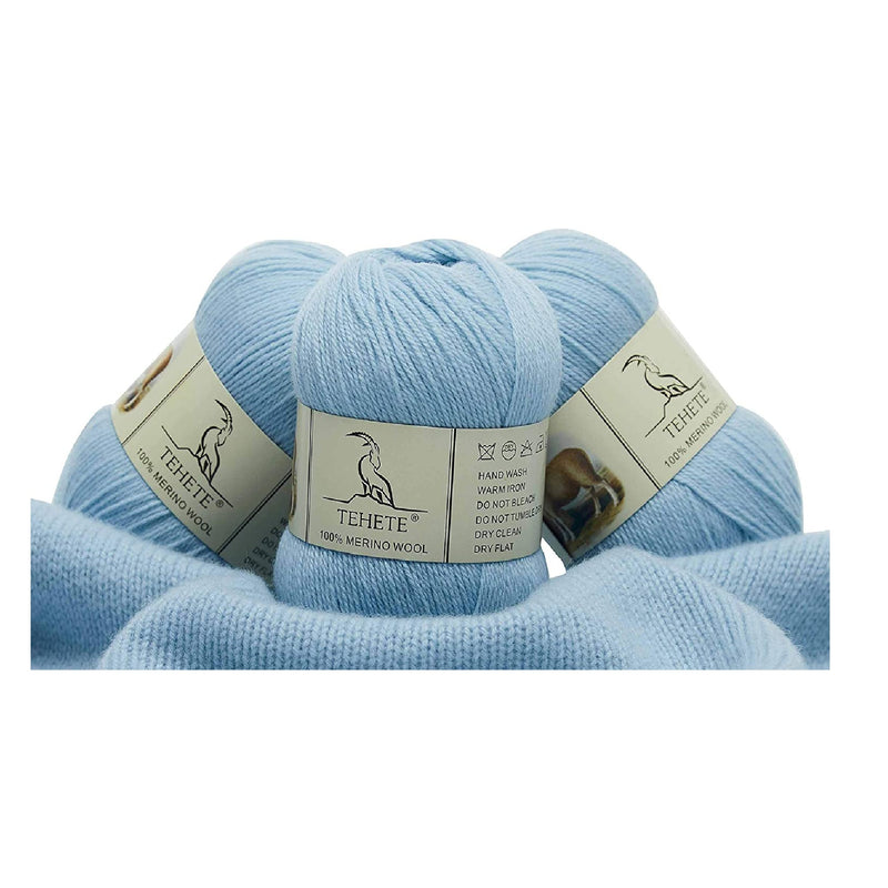 TEHETE 100% Merino Wool Crochet Yarn For Knitting 3 Ply Luxury Warm Soft  Light