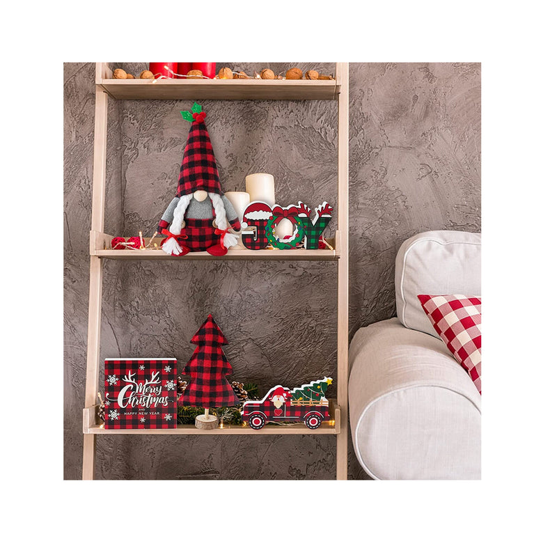 Christmas Decor | 5pcs Christmas Gnome Tiered Tray Bundle | 3 Merry Christmas Wood Signs