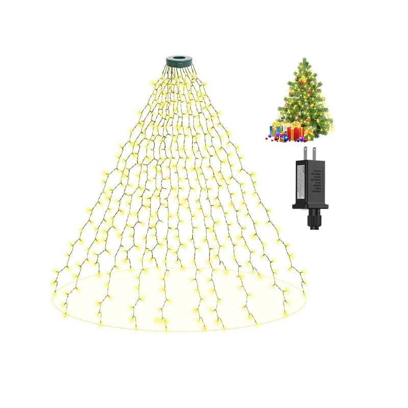 HIWUP Christmas Tree String Lights with Ring 400 LED | 6.56FT/2M x 16 Lines Easy to Install Christmas String