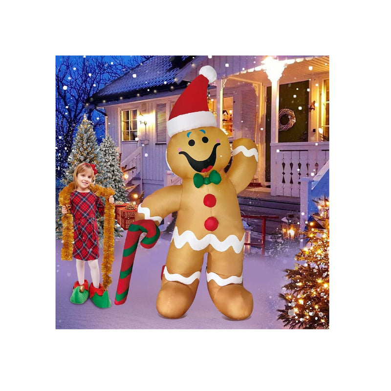 KOOY 6FT Christmas Inflatables Gingerbread Man | Blow up Yard Decorations with LED Light