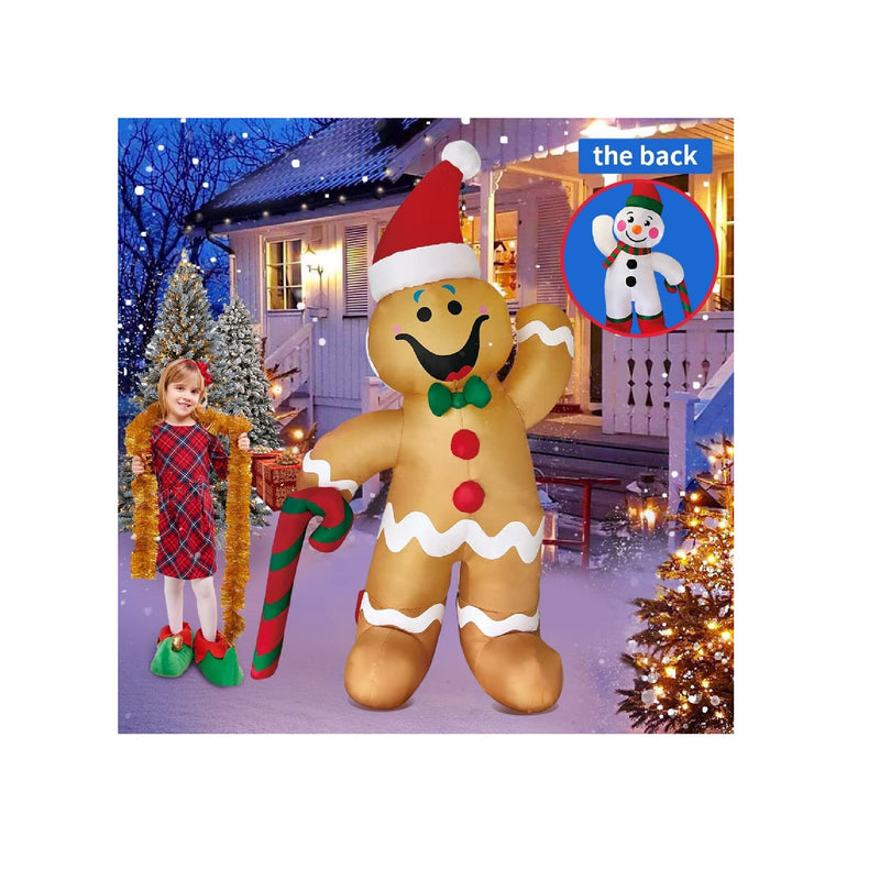 KOOY 6FT Christmas Inflatables Gingerbread Man | Blow up Yard Decorations with LED Light