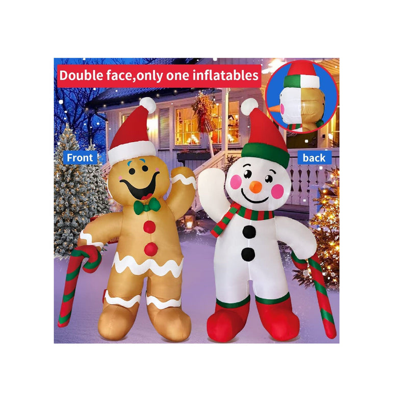 KOOY 6FT Christmas Inflatables Gingerbread Man | Blow up Yard Decorations with LED Light