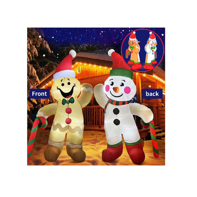 KOOY 6FT Christmas Inflatables Gingerbread Man | Blow up Yard Decorations with LED Light