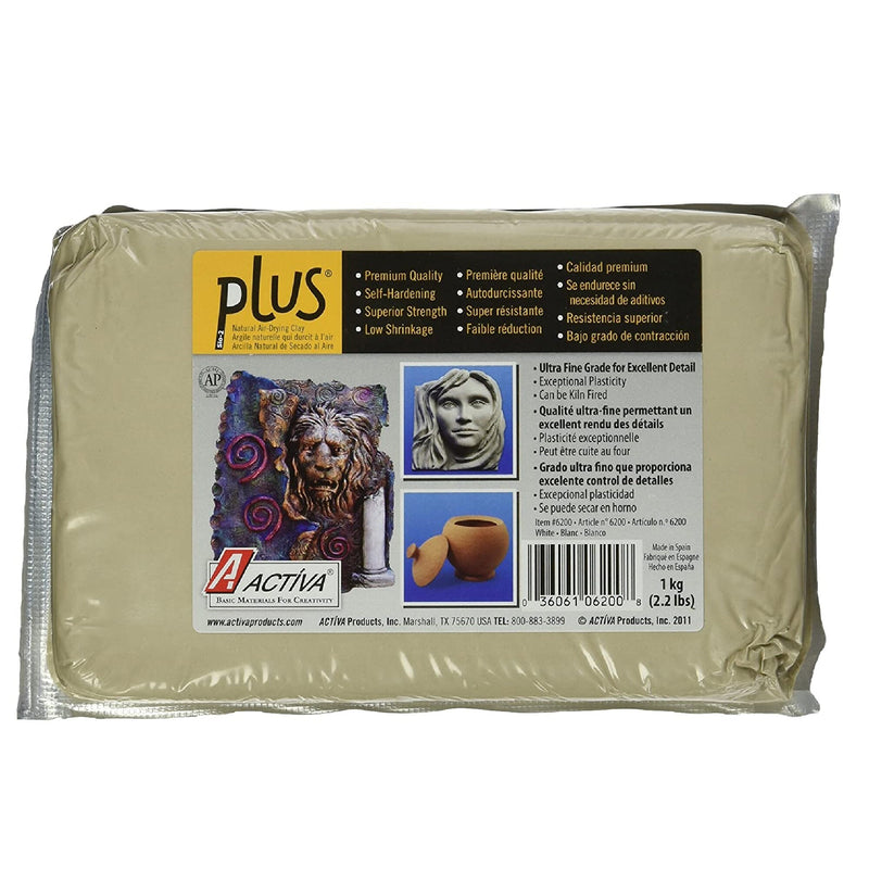 ACTIVA Plus Natural Self-Hardening Clay | Color White | 2.2 pounds