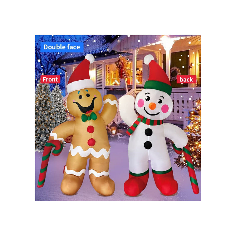 KOOY 6FT Christmas Inflatables Gingerbread Man | Blow up Yard Decorations with LED Light