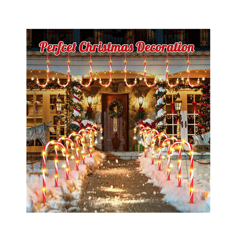 RECHOO Outdoor Christmas Decorations | 12 Pack Solar Christmas Candy Cane Lights with Wireless