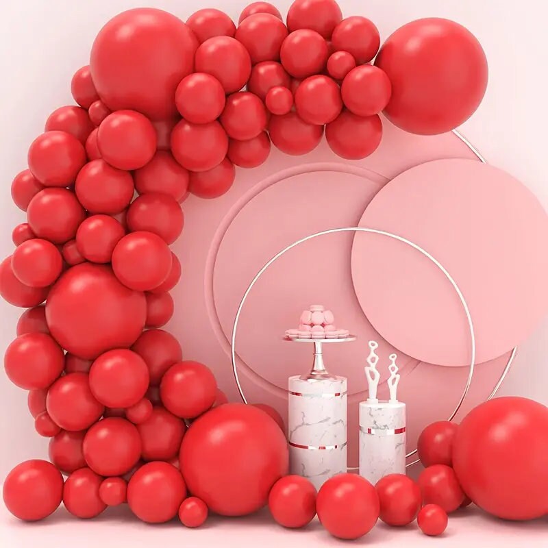 50pcs Red Balloons | 12inch Matte Latex Balloon For Birthday Wedding Graduation Baby Shower Balloon Party Supplies