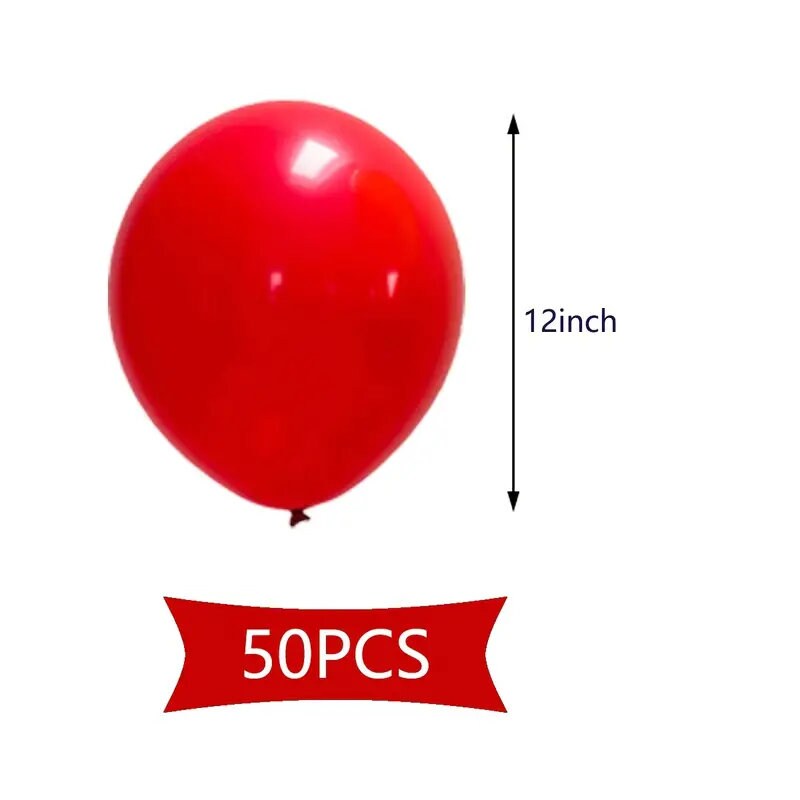 50pcs Red Balloons | 12inch Matte Latex Balloon For Birthday Wedding Graduation Baby Shower Balloon Party Supplies