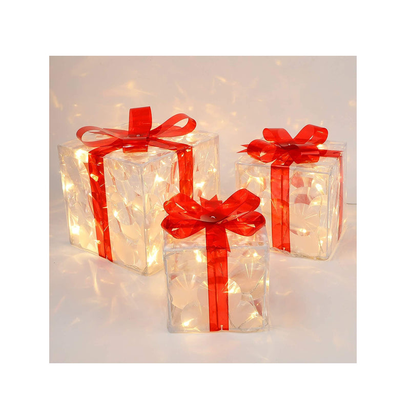 Lulu Home Christmas Lighted Boxes | Set of 3 60 LED Light Up Decor Outdoor