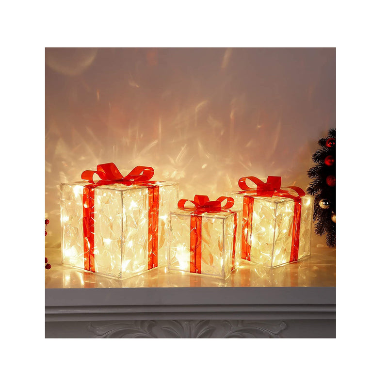 Lulu Home Christmas Lighted Boxes | Set of 3 60 LED Light Up Decor Outdoor