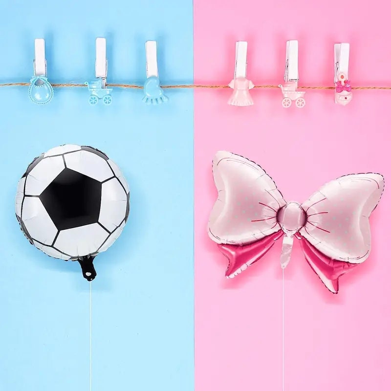 12pcs Gender Reveal Football Balloons | Include 6 Pink Bow Foil Balloons And 6 Football Foil Balloons Party Supplies Decoration